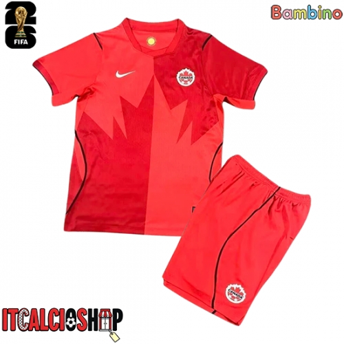 Canada Prima Maglia Bambino Mondiali 2026 Manica Corta (+ Pantaloni corti)